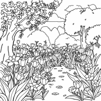 Flower In The Garden Coloring Page