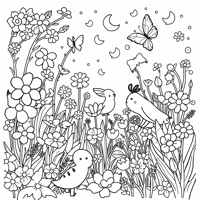 Flower In The Garden Coloring Page