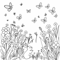 Flower In The Garden Coloring Page