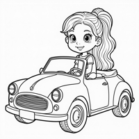 A Girl With A Car Coloring Page