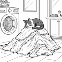 A Detailed Pile Of Laundry On The Floor By The... Coloring Page