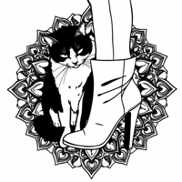 Tuxedo Cat Purring Rubbing Up Next To Owners Legs... Coloring Page