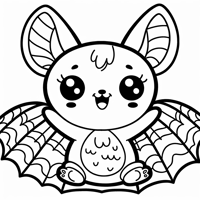 A Large Bat With Wide Wings Smiling Coloring Page