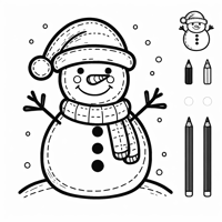 A Snowman Wearing A Santa Hat Coloring Page
