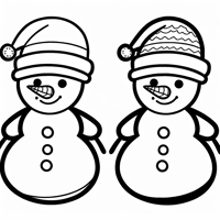 A Snowman Wearing A Santa Hat Coloring Page