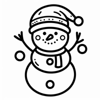 A Snowman Wearing A Santa Hat Coloring Page