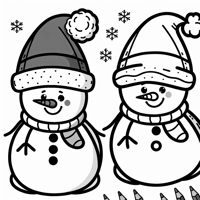 A Snowman Wearing A Santa Hat Coloring Page