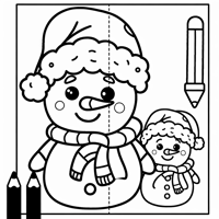 A Snowman Wearing A Santa Hat Coloring Page