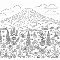 Mount Ararat And Wildflowers Coloring Page