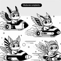 Cute Fantastic Beasts Like Pokemons Driving... Coloring Page