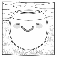 A Gray Block With A Smiley Face Drawn On It. Coloring Page