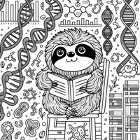 Sloth Studying Genetics Coloring Page