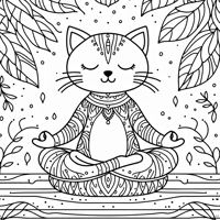 A Cat Meditating Coloring Page