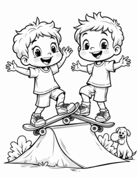 Cartoonstyle Kids With Mediumsized Heads... Coloring Page