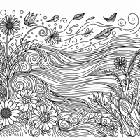 Wind Over Water Flowers Coloring Page