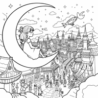 A Serene Scene Depicting A Girl Sitting On A... Coloring Page