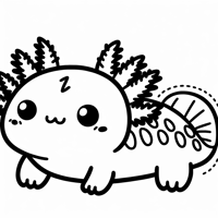 Kawaii Axolotl Coloring Page