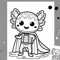 Axolotl In Costumes Coloring Page