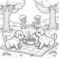 Puppies With Coffee Coloring Page