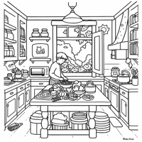 A Homely Kitchen Area That Is Cottage Style Theres... Coloring Page