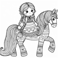 Doll Riding A Pony Coloring Page