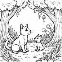 A Creative Cat And Dog Coloring Page