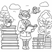 The Executive A Cute Little Owl Wearing Round... Coloring Page