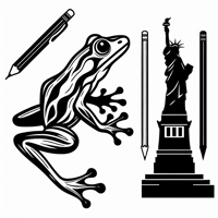 A Big Frog Jumping Over The Statue Of Liberty Coloring Page