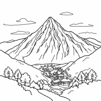 Create A Picture Of A Mountain Sea Rice Field... Coloring Page