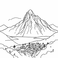 Create A Picture Of A Mountain Sea Rice Field... Coloring Page