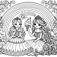 Belle From Beauty And The Beast With Ice Cream And... Coloring Page
