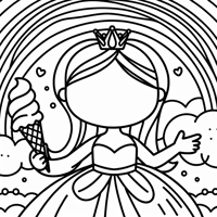 Belle From Beauty And The Beast With Ice Cream And... Coloring Page