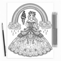 Belle From Beauty And The Beast With Ice Cream And... Coloring Page