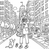 A Woman With Long Hair Coloring Page