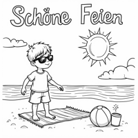 The Words Schne Ferien On The Top Of Page The... Coloring Page