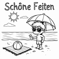 The Words Schne Ferien On The Top Of Page The... Coloring Page