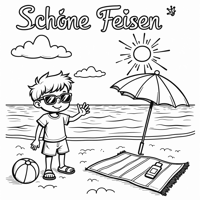 The Words Schne Ferien On The Top Of Page The... Coloring Page
