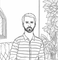A Man Is Sitting On A Chair In A Room He Is... Coloring Page