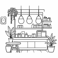 A Typical Italian Coffee Bar With A Welcoming... Coloring Page