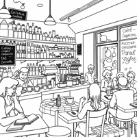 A Typical Italian Coffee Bar With A Welcoming... Coloring Page