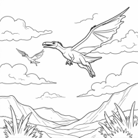 Pterosaurs Flying In The Sky Coloring Page