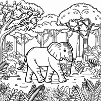An Elephant In The Jungle Coloring Page