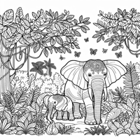 An Elephant In The Jungle Coloring Page