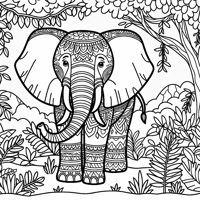 An Elephant In The Jungle Coloring Page