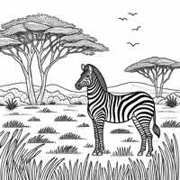A Zebra In The Savannah Coloring Page