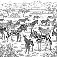 Zebras In The Savanna Coloring Page