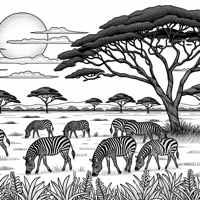 Zebras In The Savanna Coloring Page