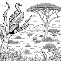 Vulture In The Savanna Coloring Page