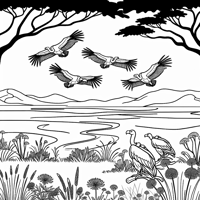 Vulture In The Savanna Coloring Page