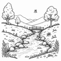 A Meadow By A Stream Coloring Page